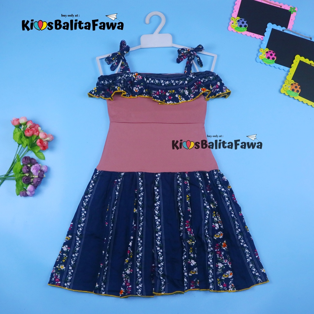 Dress Moza uk 1-2 Tahun / Gaun Import Kensi Tanktop Cewek Adem Murah Baju Dres Anak Perempuan