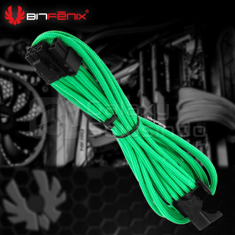 Bitfenix Alchemy PCiEx power 6+2 pin Green - sleeved cable