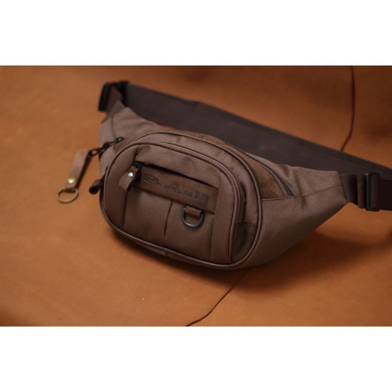 Waistbag Pusiill 01 courdura dengan kombinasi kulit asli casual tas pinggang