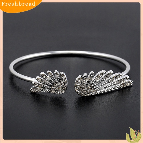 [TERLARIS]Women's Fashion Silver Color Rhinestone Angel Wings Bangle Cuff Bracelet Jewelry