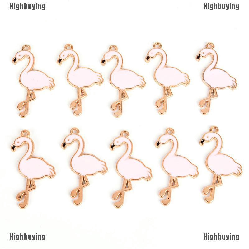 Liontin Enamel Bentuk Flamingo Untuk Perhiasan Kalung Dan Gelang