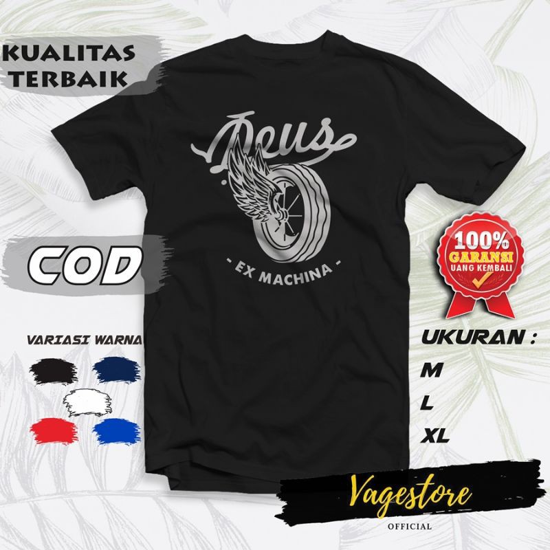 PAKAIAN ATASAN BAJU KAOS OTOMOTIF MOTOR MEKANIK DEUS EX MACHINA ORIGINAL ORI HITAM PRIA TERMURAH