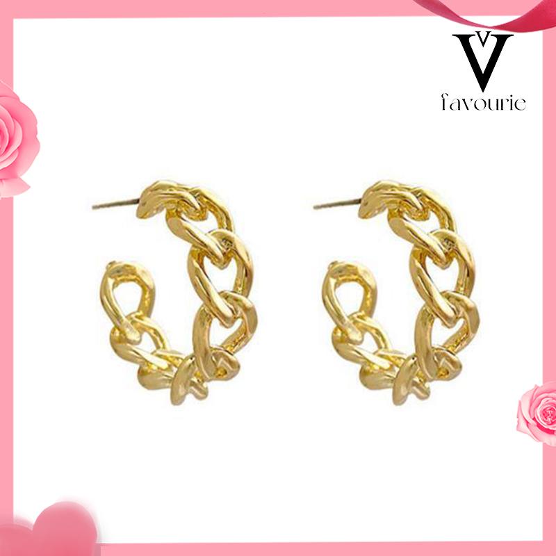[COD]Anting-Anting Retro Fashion Logam Berongga Rantai Stud Earrings Premium Sense Earring-FA