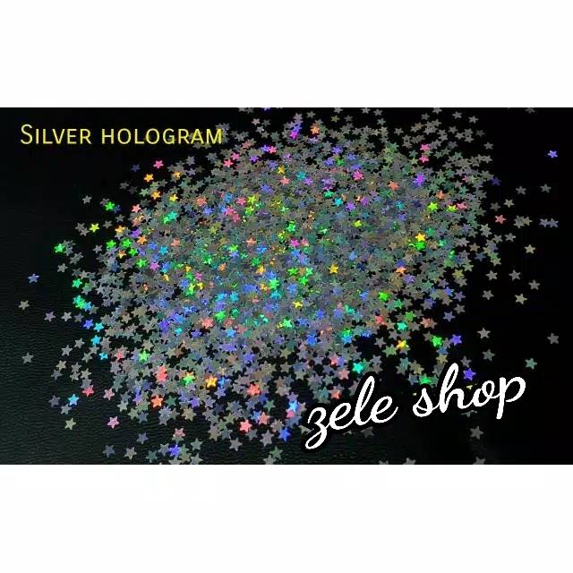 GLITTER SILVER HOLOGRAM BENTUK BINTANG