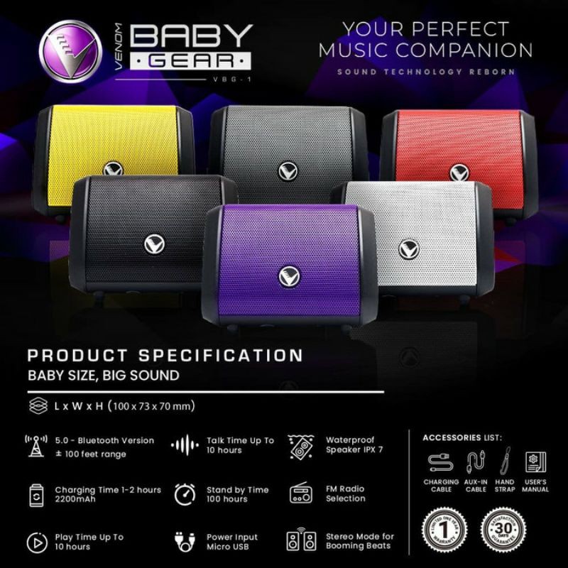 VENOM BABY GEAR VBG-1 Speaker Bluetooth Venom Baby Gear