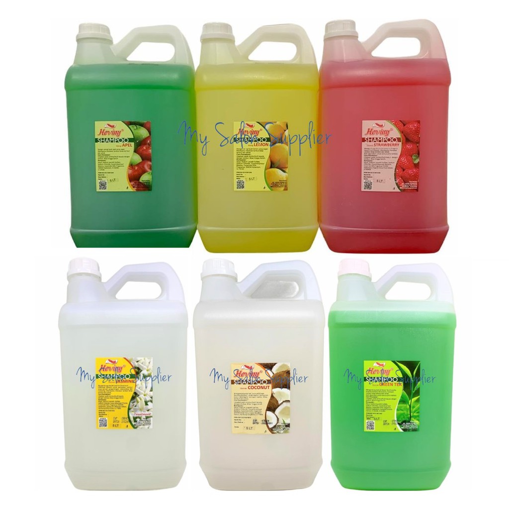 Heviny Shampoo 5L Apel / Lemon / Strawberry / Green Tea / Coconut / Jasmine