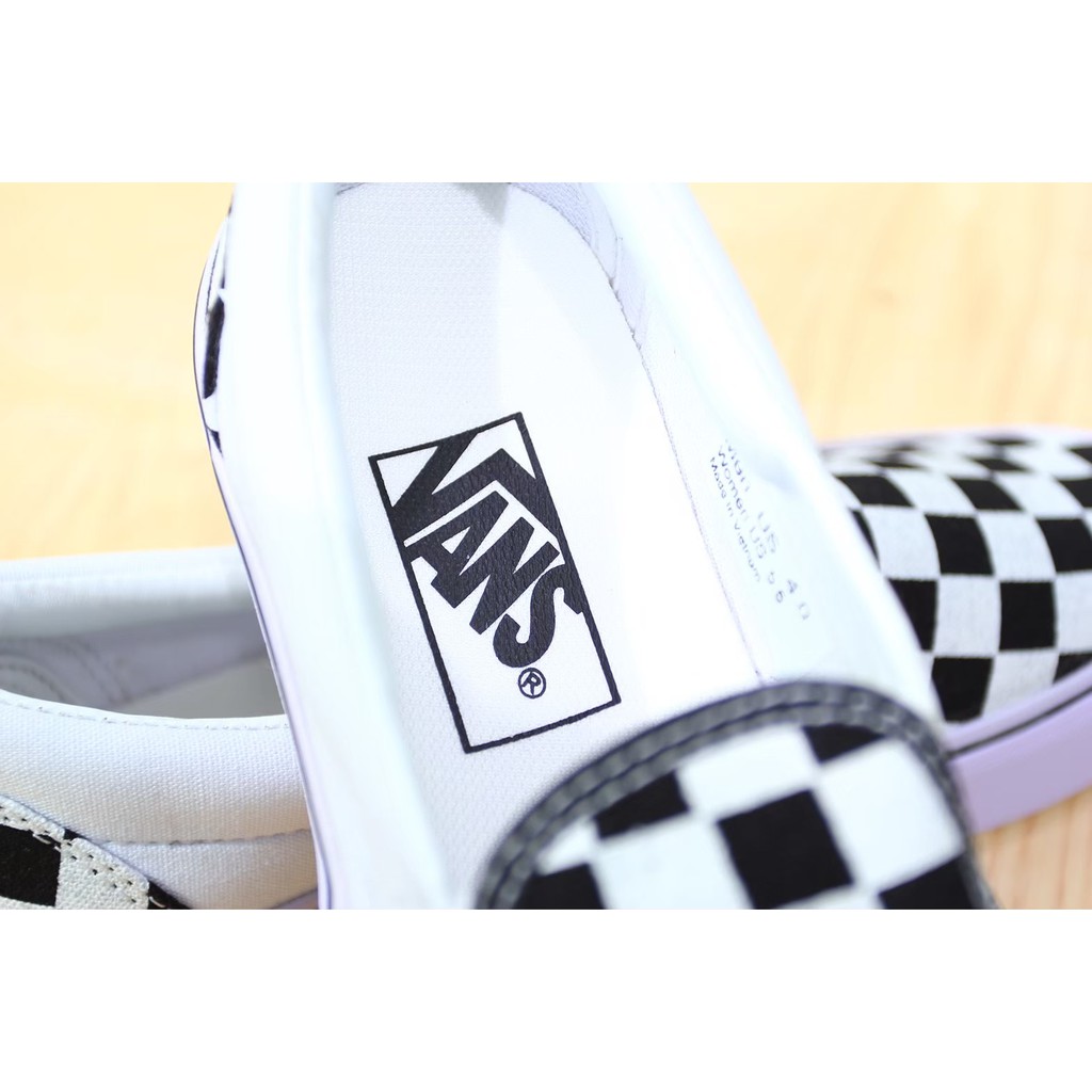 [GRADE ORIGINAL] SEPATU VANS SLIPON CHECKERBOARD CATUR - PUTIH HITAM ABU NAVY-2
