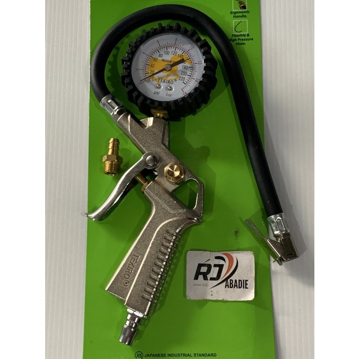 Tire Inflator Pressure Gauge Alat Ukur Isi Pompa Angin Ban TEKIRO 3in1