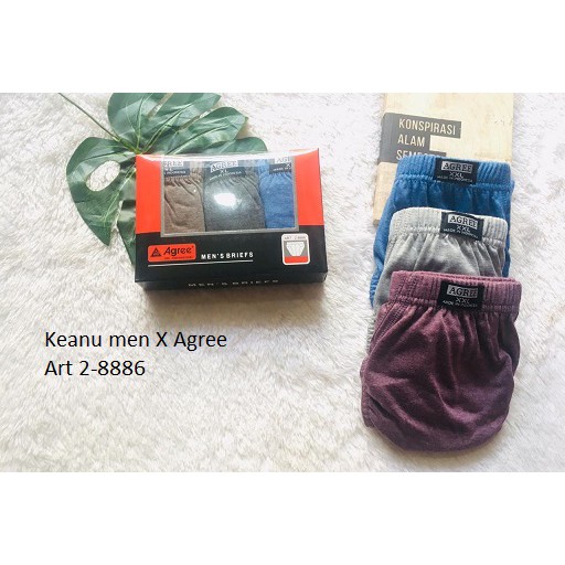 3 PCS Keanu men X Agree Art 2-8886/Pria Dewasa Katun /Celana dalam Pria dewasa /Keanu men sempak