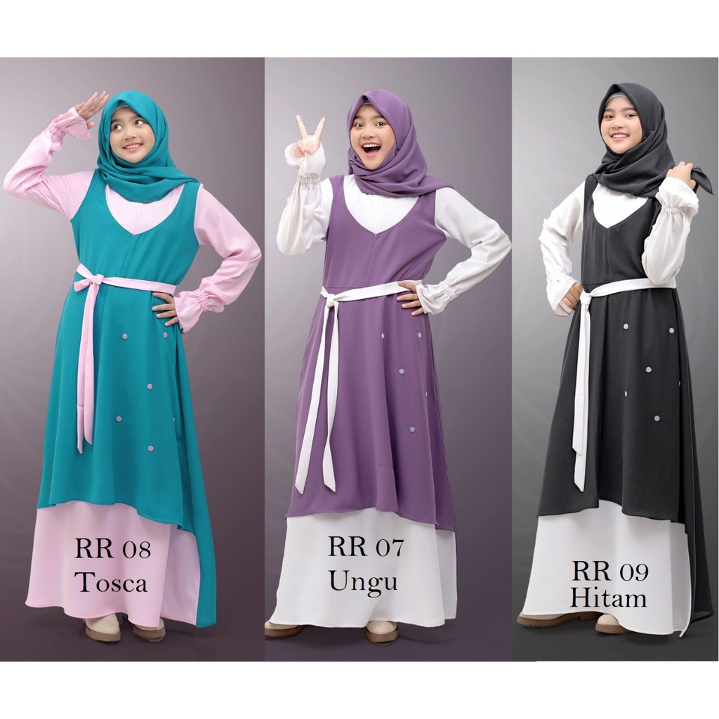Gamis remaja / rauna rr 07 / 08 / 09 / Gamis tanggung / gamis katun anak / baju muslim /dress