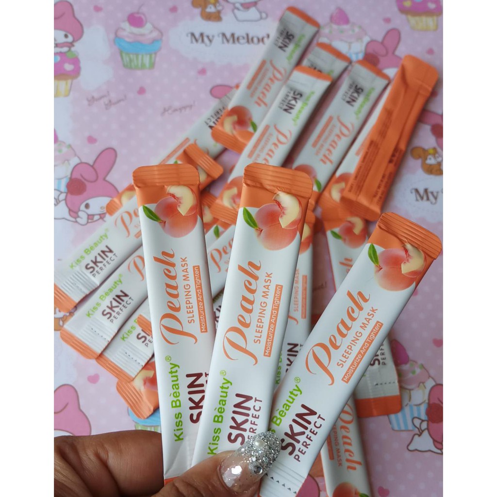 KISS BEAUTY PEACH SLEEPING MASK 4ML SACHET (MASKER MUKA THAILAND PEMUTIH WAJAH)