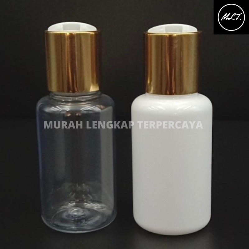 BOTOL 60 ML PRESSTOP GOLD / BOTOL 60ML PUTIH PRESTOP GOLD ALMUNIUM / BOTOL PRESS TOP PRESS ON DISCTOP 60 ML GOLD ALMUNIUM