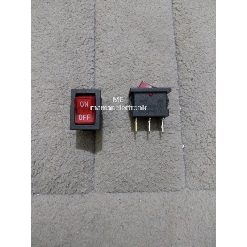 Saklar Rocker Switch 3pin Kecil Plus Lampu ON OFF