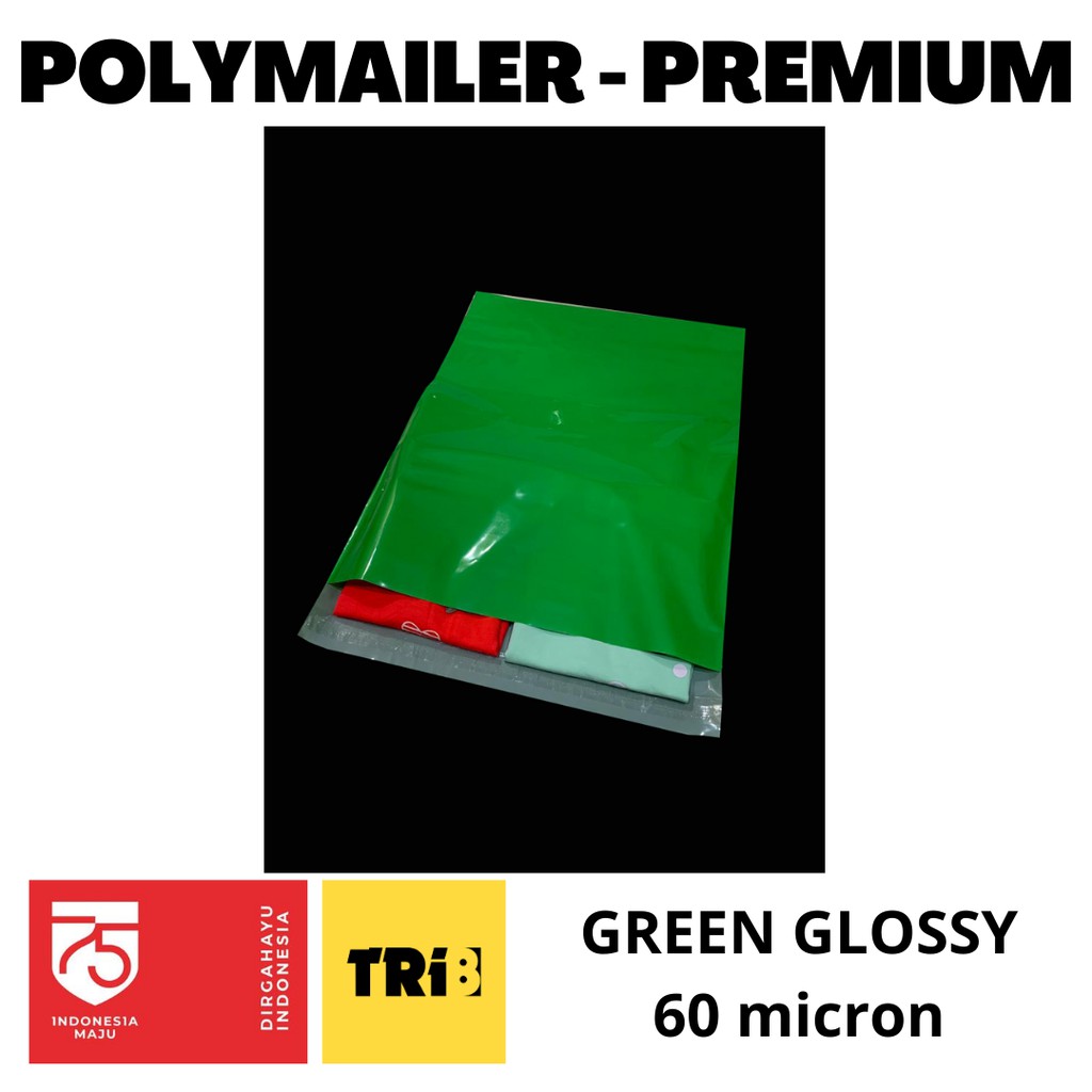 

Premium - 35*45+5cm - Green Polymailer Amplop Plastik 60mc 100pcs