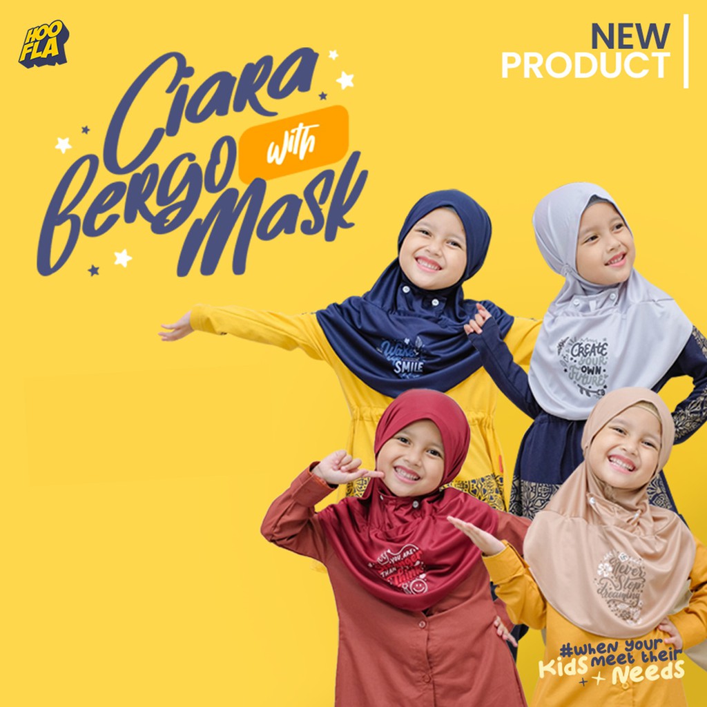 Jilbab Anak Perempuan 1 - 12 Tahun Hoofla Bergo Ciara Free Masker Hijab Kerudung Anak Perempuan