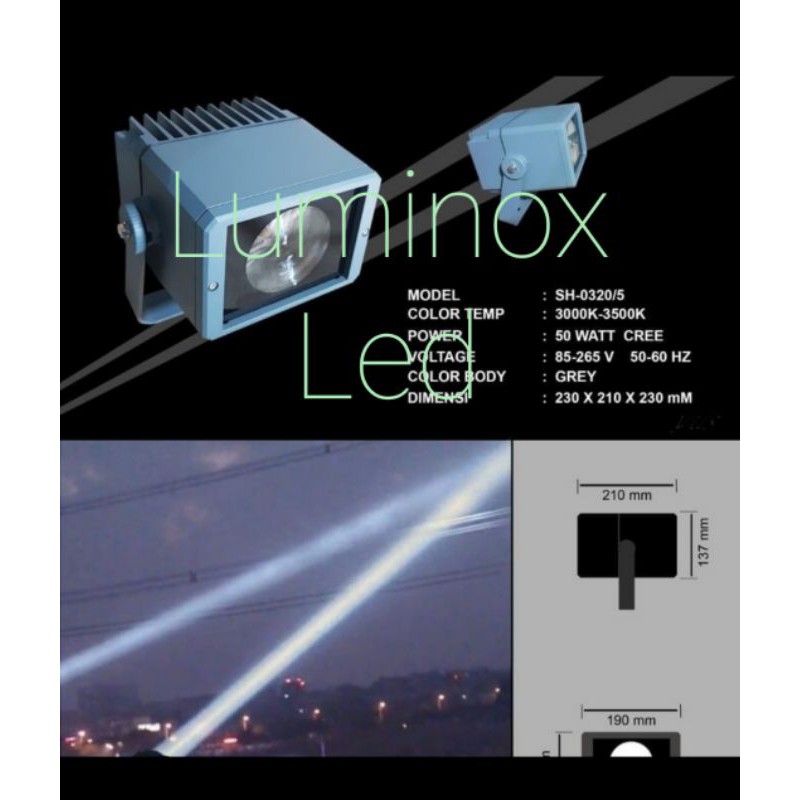 lampu tembak gedung menara led 50watt 50 w / sorot tower tugu logo 50w 50 watt CREE 220volt