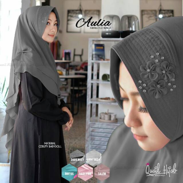 Khimar Instan Aulia Bahan Ceruty Babydol 2 Layer Ori Quail Hijab Grosir Kerudung Jilbab Termurah