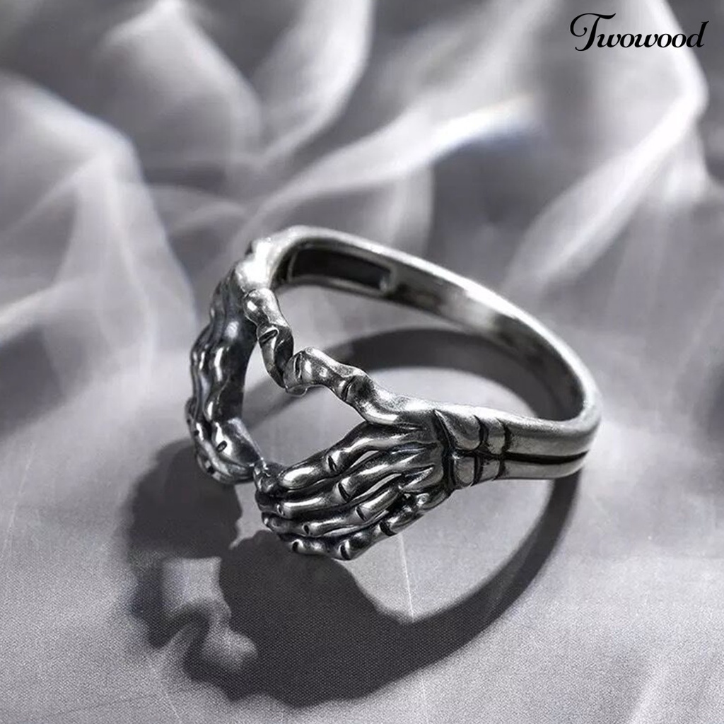 Cincin Bentuk Tangan Tengkorak Bahan Alloy Gaya Retro Hip Hop Untuk Unisex