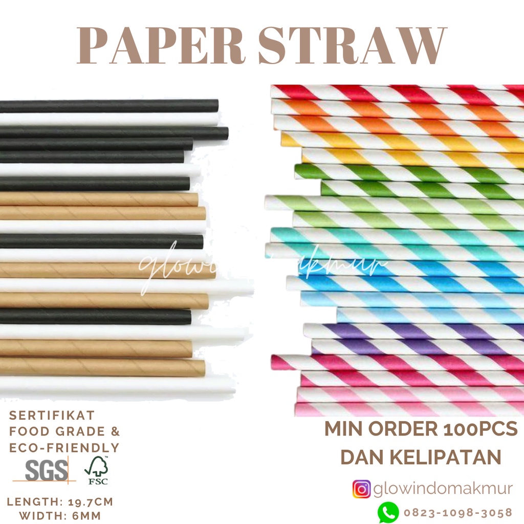 Sedotan Kertas PAPER STRAW STERIL Higienis LAPIS KERTAS PEMBUNGKUS BUNGKUS KERTAS PAPER STRAW