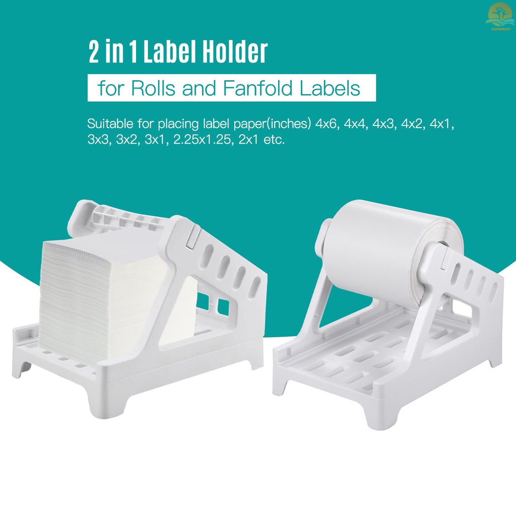 Label Holder for 4x6 Shipping Labels Printer Rolls and Fanfold Labels 2 in 1 Work for Desktop Themal Label Sticker Dispenser Detachable Compatible with Barcode Express Label Printing Postage Mailing for Delivery Supermarket Retail Store