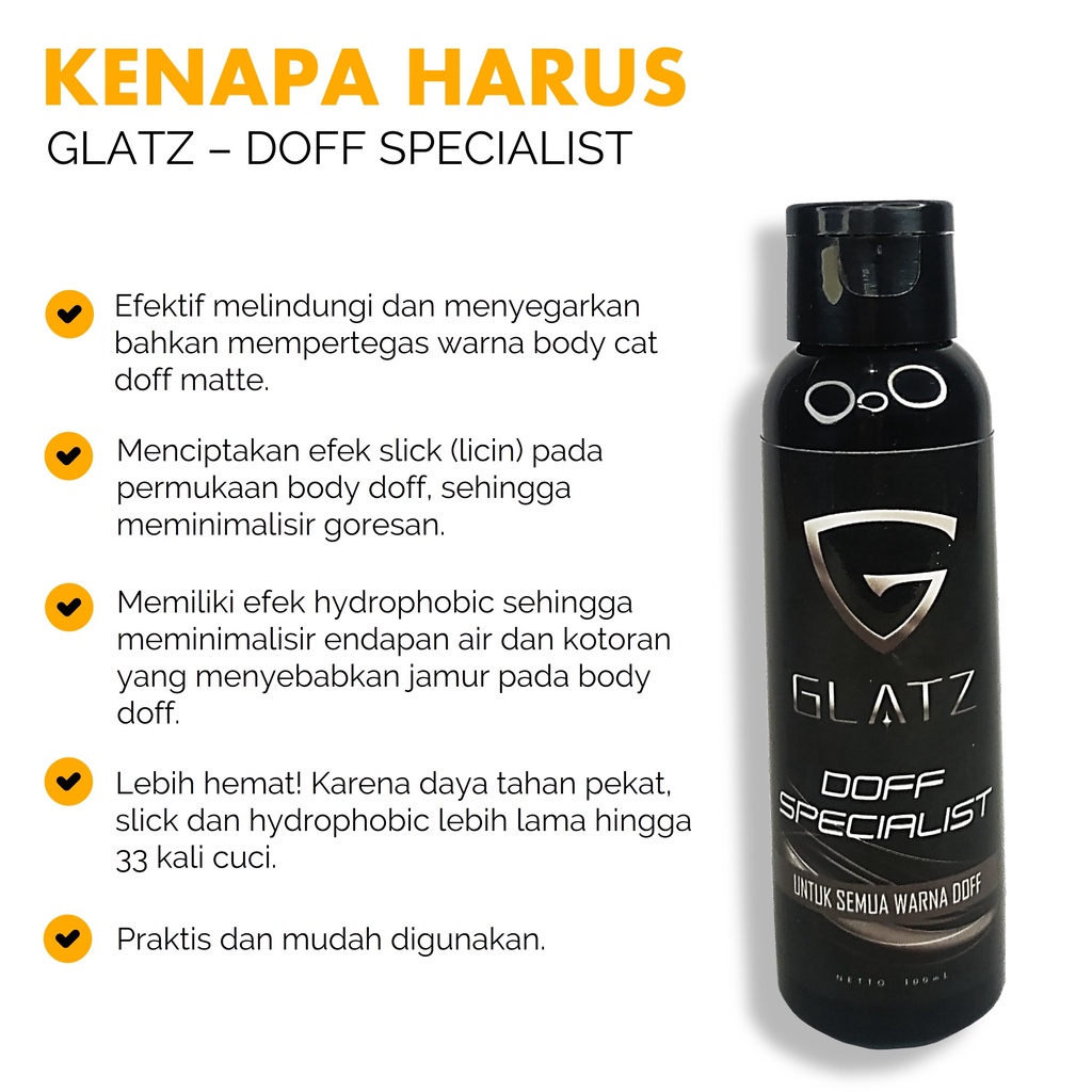 Pengkilap Body Motor Doff GLATZ DOFF SPECIALIST Perawatan Cat doff Motor Mobil Matte