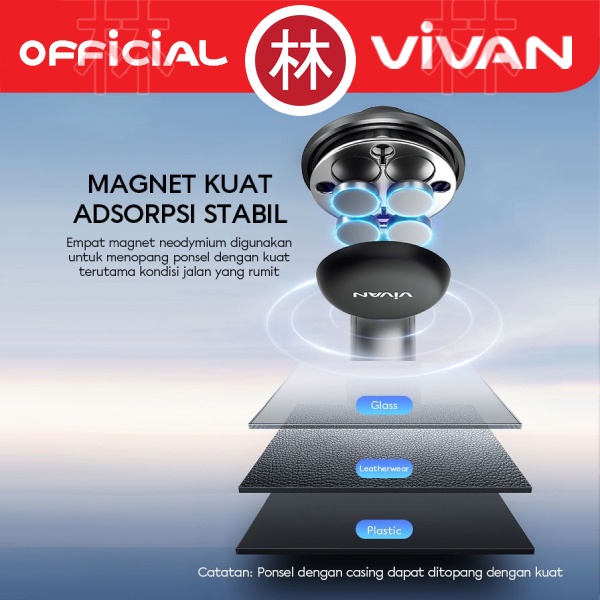 VIVAN CHS13 Car Phone Holder Magnetic Universal Rotasi Fleksibel 360°