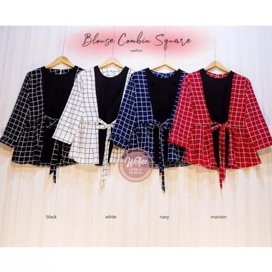 BLOUSE SQUARE KOTAK / BLOUSE WANITA / BLOUSE KOMBIN SQUARE KOTAK-KOTAK