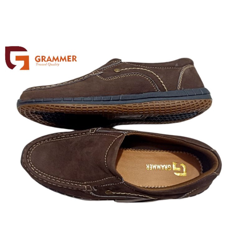 Sepatu Casual Pria Moccasin Kulit Asli Sepatu SlipOn Kulit Grammer