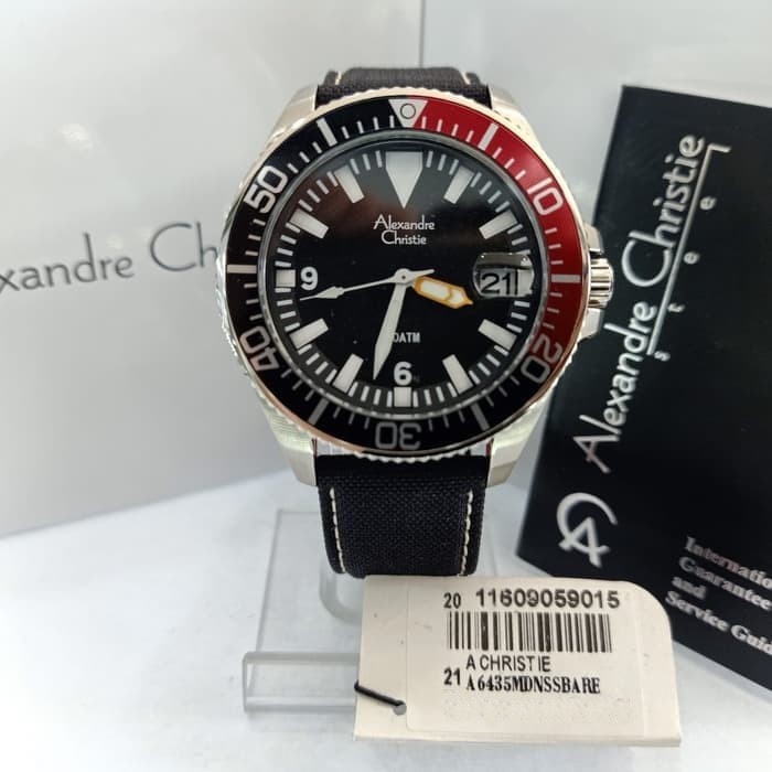 PROMO JAM TANGAN PRIA ALEXANDRE CHRISTIE AC 6435 AC6435 BLACK RED TWO TONE Original  GARANSI RESMI 1