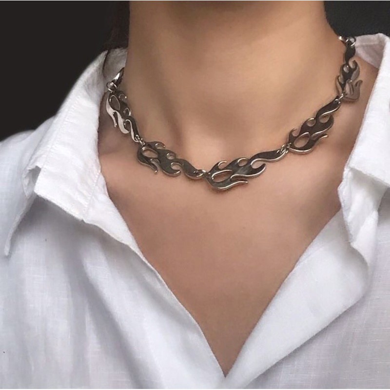HOT FLAMIN’ NECKLACE - flame necklace kalung api choker gelang anting api egirl aesthetic