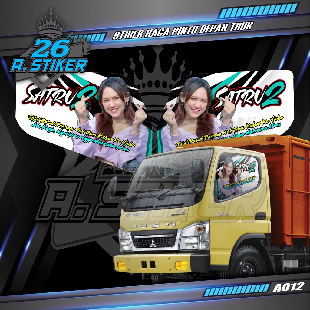 Stiker Decal Kaca Pintu All Truck Canter, Ragasa, Umplung, Giga, Dyna, Elf Macan Dll Custom Bisa Req
