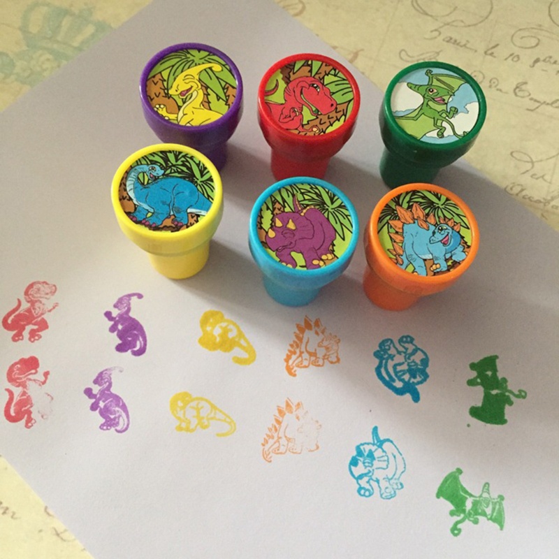 Mary Paket 6Pieces DIY Dinosaurus Stamp Warna Cerah Stamp Set Graffiti Kit Komunitas Populer DIY Scrapbook Kit Kartun