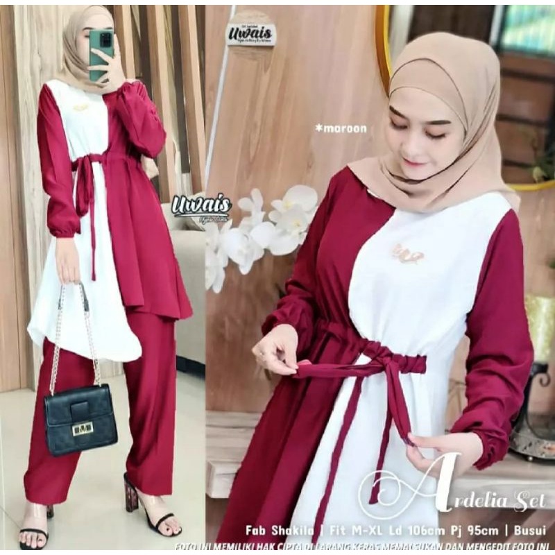 Wanita Pria baju setelan ardelia korean style setelan one set wanita kekinian set 2in1 remaja
