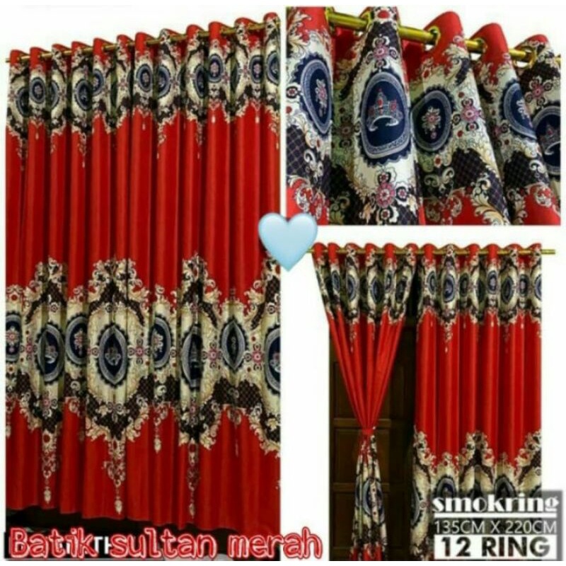 Gorden Pintu Smokering Motif Sultan Merah