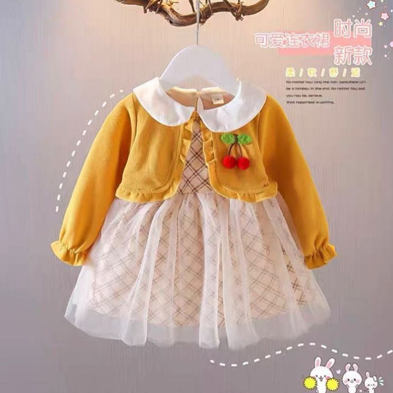 [0-4T] DRESS ANAK CEWEK IMPORT LENGAN PANJANG / DRESS PESTA ANAK IMPORT PREMIUM RAJUT BUNGA