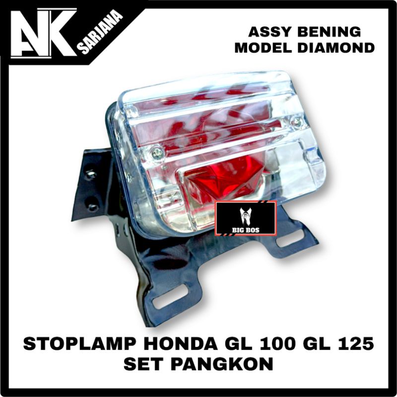 PANGKON BREKET STOPLAMP LAMPU STOP BELAKANG HONDA GL100 GL 125 PLAT BESI TEBAL PRESS HITAM KATINGAN 