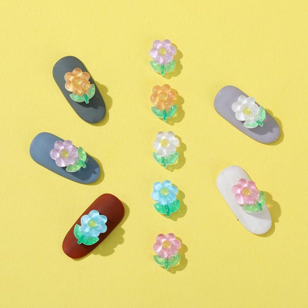 AUGUSTINA Augustina Gaya Korea Pesona Kuku Transparan Manis Permen Warna Kristal Bening Bentuk Bunga DIY Bahan Nail Art Dekorasi Nail Art