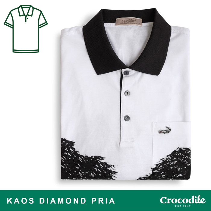 Crocodile DIAMOND 1649 White - Baju Kaos Kerah Pria Men Polo Original - M