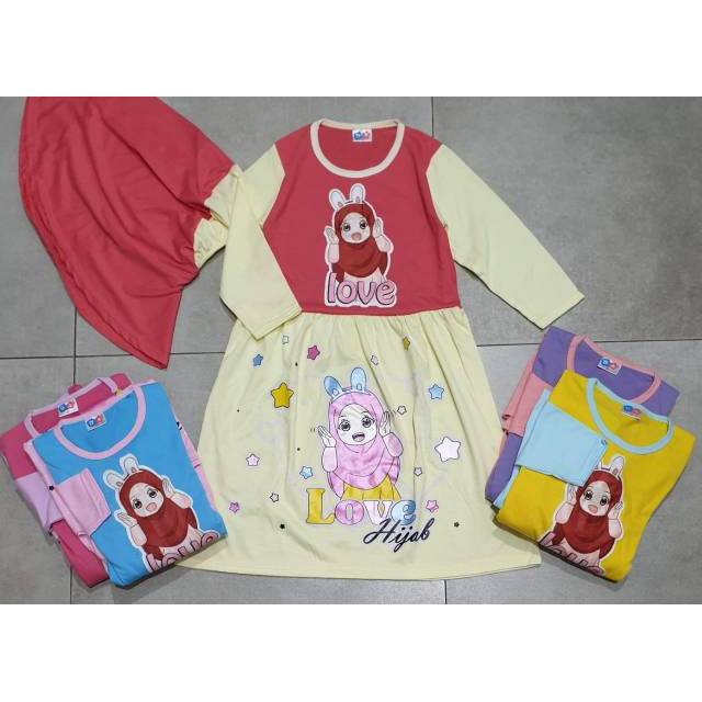 Grosir Gamis anak dna isi 3 set seri 4-8 untuk 3-4 tahun murah dan berkualitas