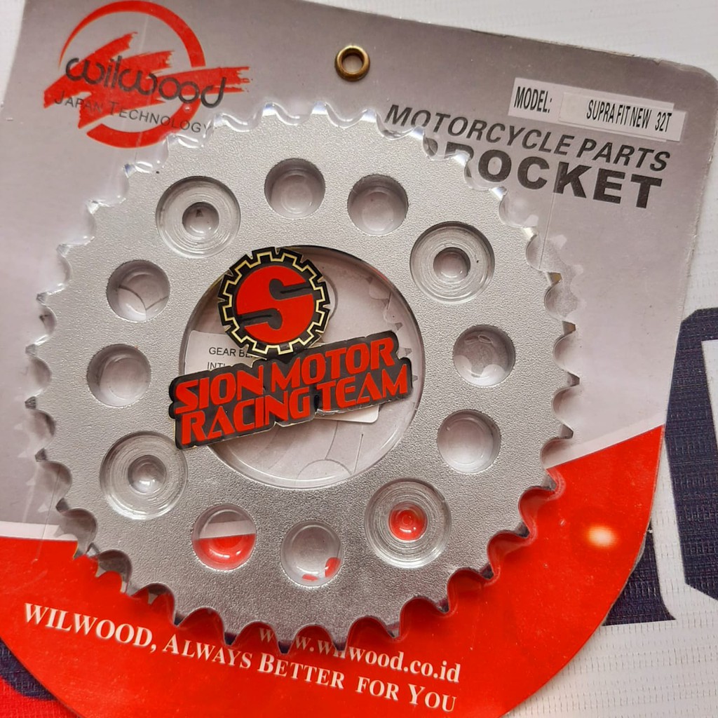 Gear Belakang Gir 428-32T Honda Supra Fit New / Karisma / Supra X 125 / Wave 125 Wilwood Chrome-5