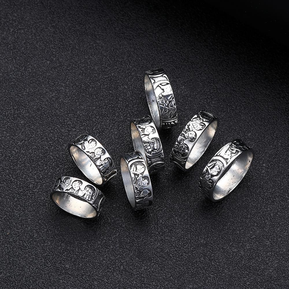 R-flower Rock Band Rings Perhiasan Vintage Aksesoris Fashion Rock Retro Hip Hop Vintage Dicat Tangan