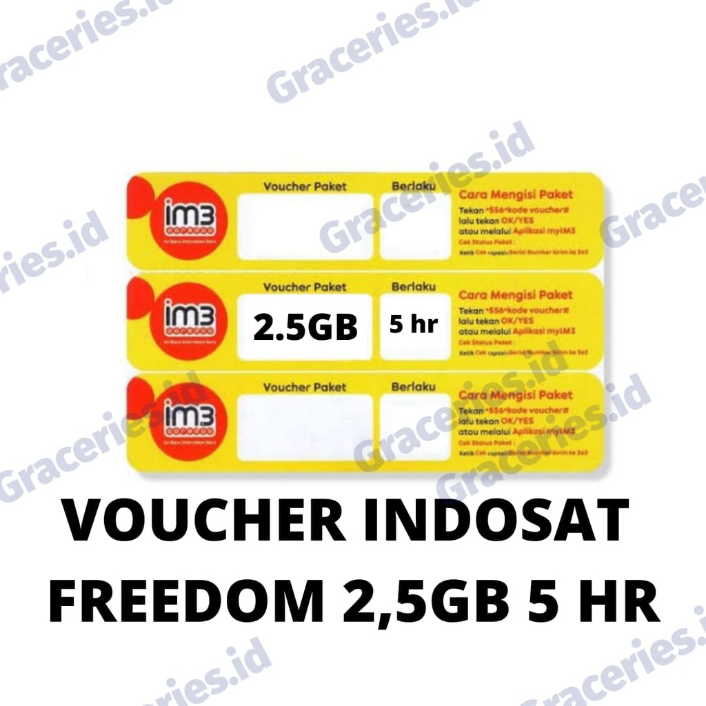 VOUCHER INDOSAT / IM3 OOREDOO FREEDOM 2,5GB 5 HR JABODETABEK &SUKABUMI