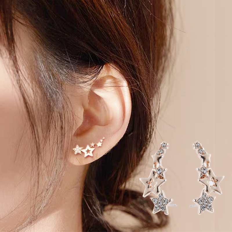 Anting Stud Kristal Bentuk Bintang Untuk Wanita