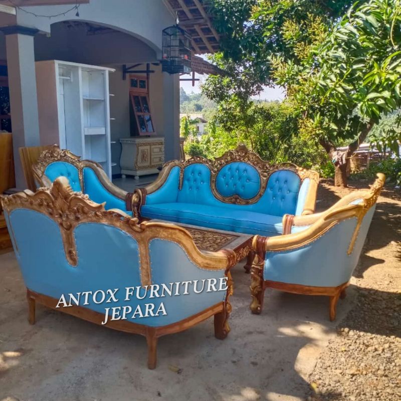 kursi tamu jati ukiran Ganesa mebel Jepara