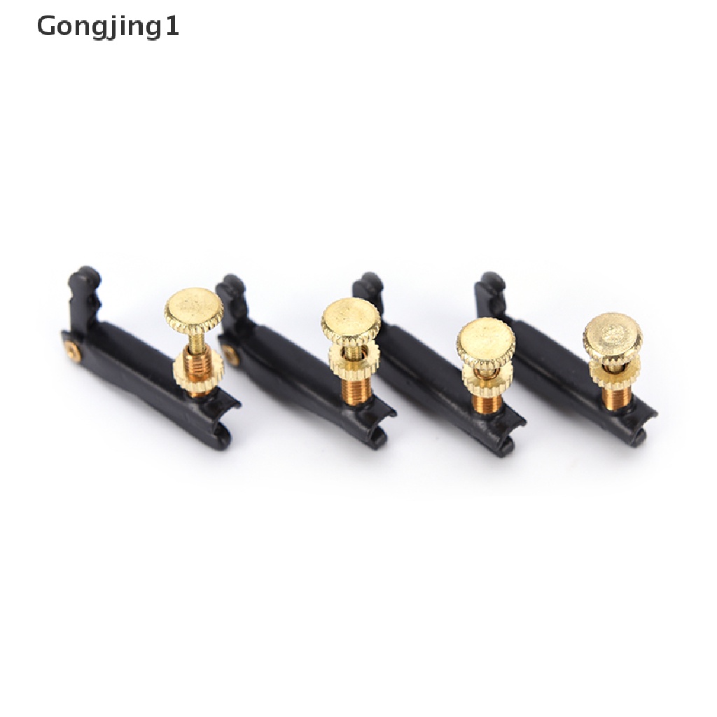 Gongjing1 4pcs Fine Tuner Adjuster Bahan Metal Warna Hitam Untuk Biola 4 / 4 3 / 4