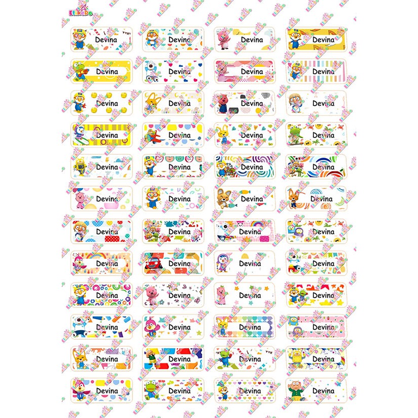 

LABEL NAMA PORORO 192 STIKER - ANTI AIR/ROBEK/LUNTUR - 2 Nama PO1XS2