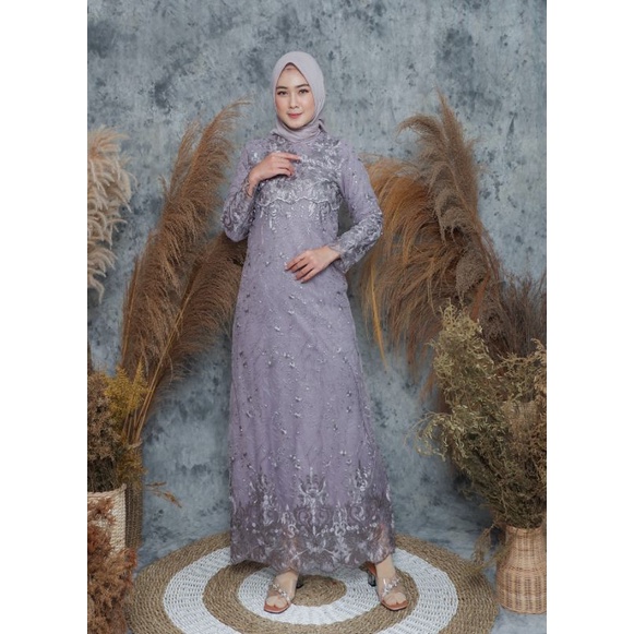 (DIJAMIN RealPict) Gamis Laudya Busui Brukat Corneli  Baju Muslim Pesta Lebaran / Dress Arimbi Busui