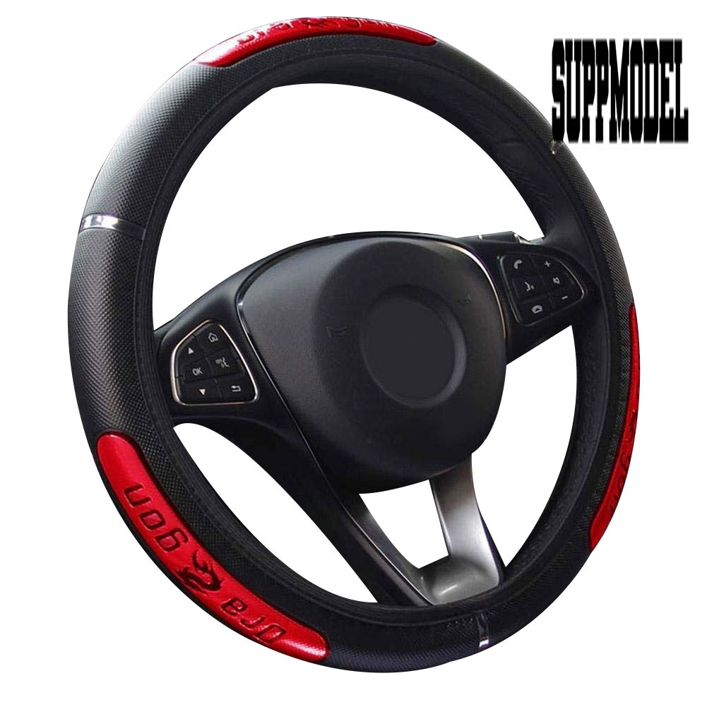 Cover Stir Mobil Desain Naga Bahan Kulit Imitasi Ukuran 38cm Untuk Dekorasi Interior