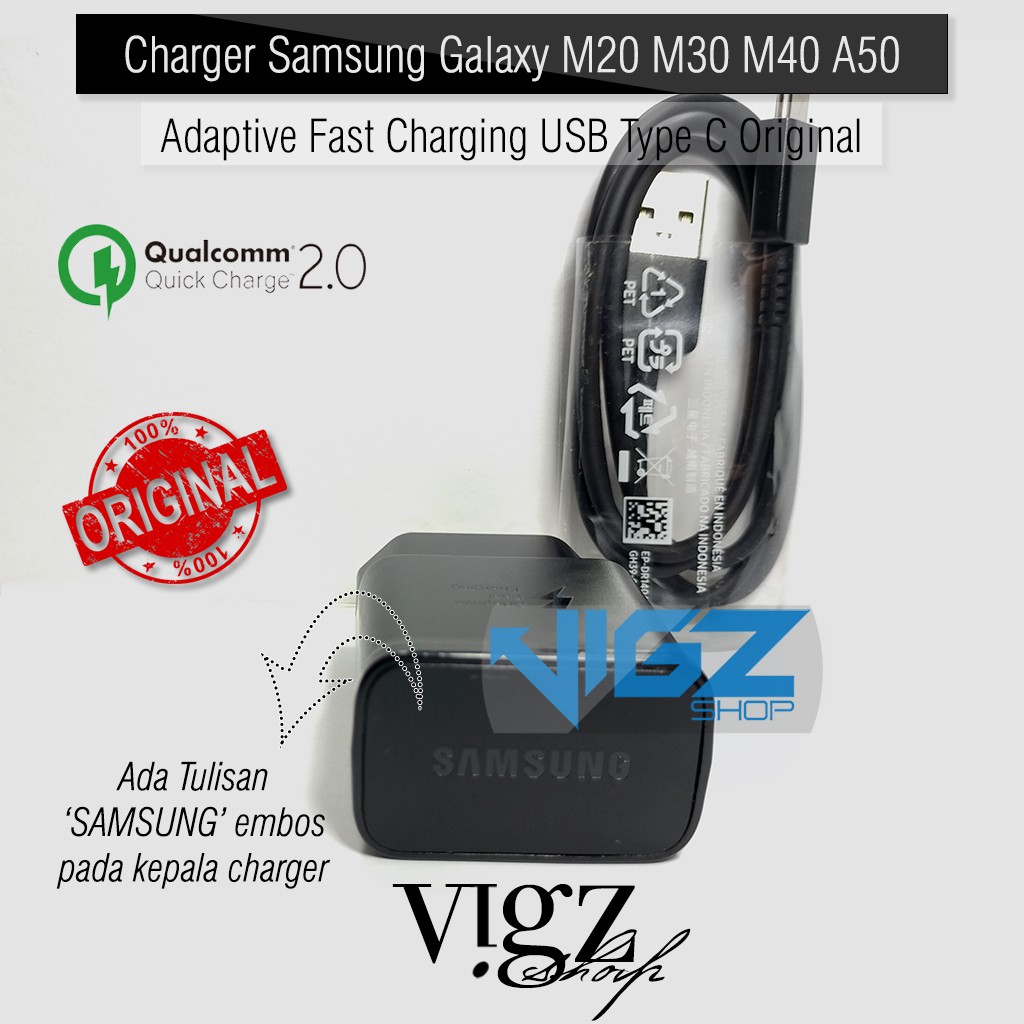 Charger Samsung Galaxy A11 M20 M30 M40 A50 A20 A20s Adaptive Fast Charging USB Type C Original 100%