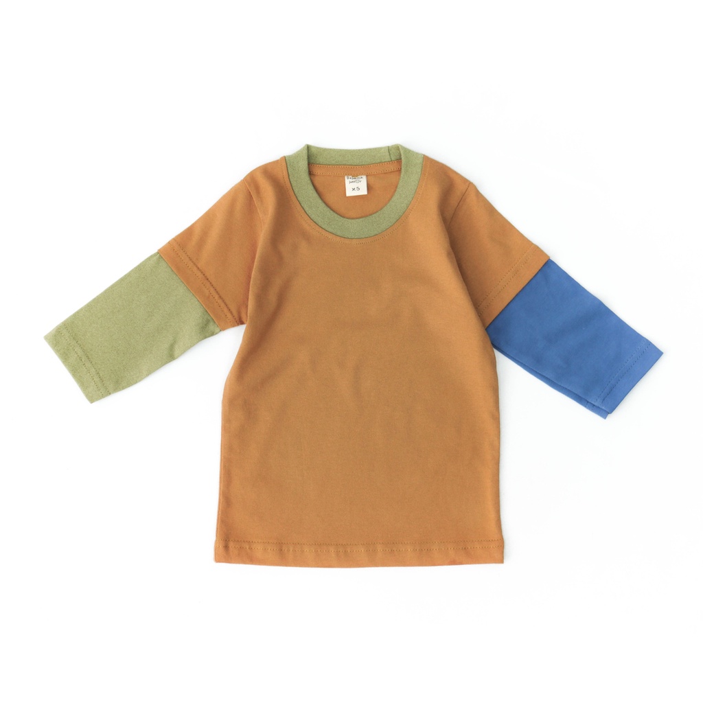 Bajubaja junior macaroon kids / kaos kombinasi tangan panjang anak bahan cotton combed 24s